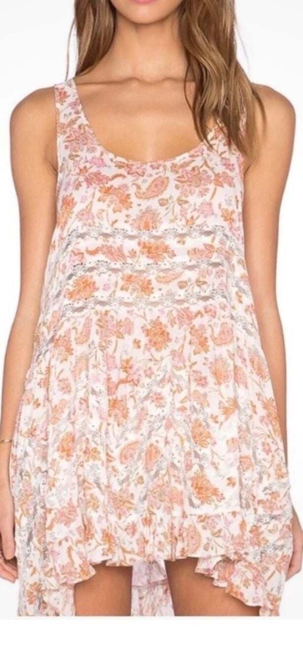 Free People Intimately Voile Lace Trapeze Mini Dress Top  Small Boho Festival